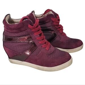 Steve Madden | Olympa Burgundy Wedge Lace Up Sneakers